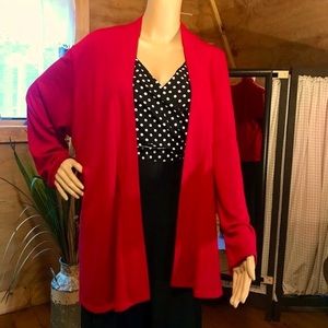 COLDWATER CREEK Red Oversized Open Front Cardigan Size 2X~LIKE NEW!